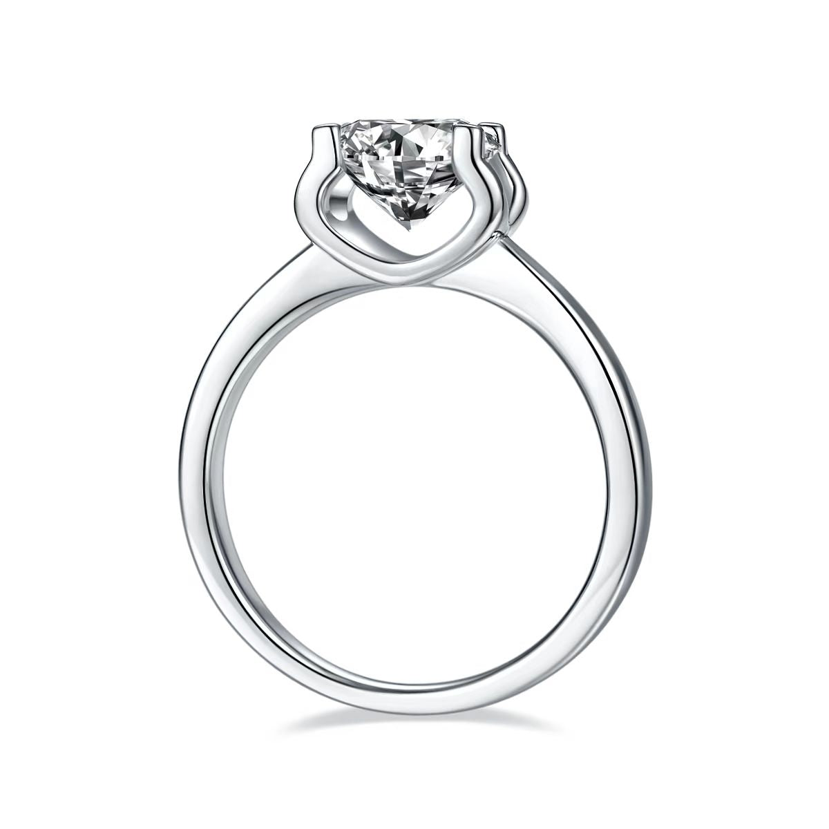 8mm 2Ct Round Mossanite Women Ring |18K White Gold-Plated S925 Silver, Custom Available