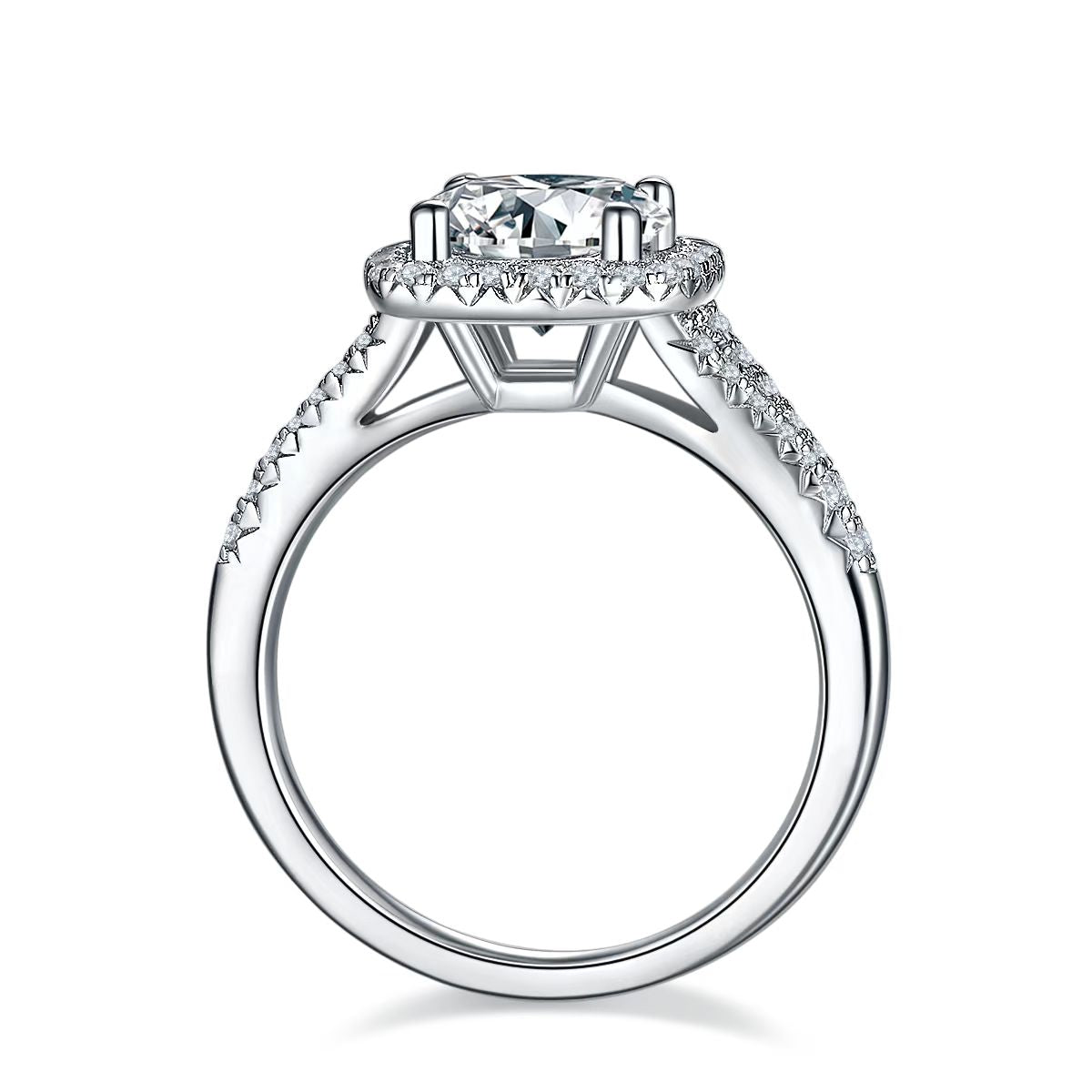 8mm 2Ct Round Mossanite Women Ring |18K White Gold-Plated S925 Silver, Custom Available