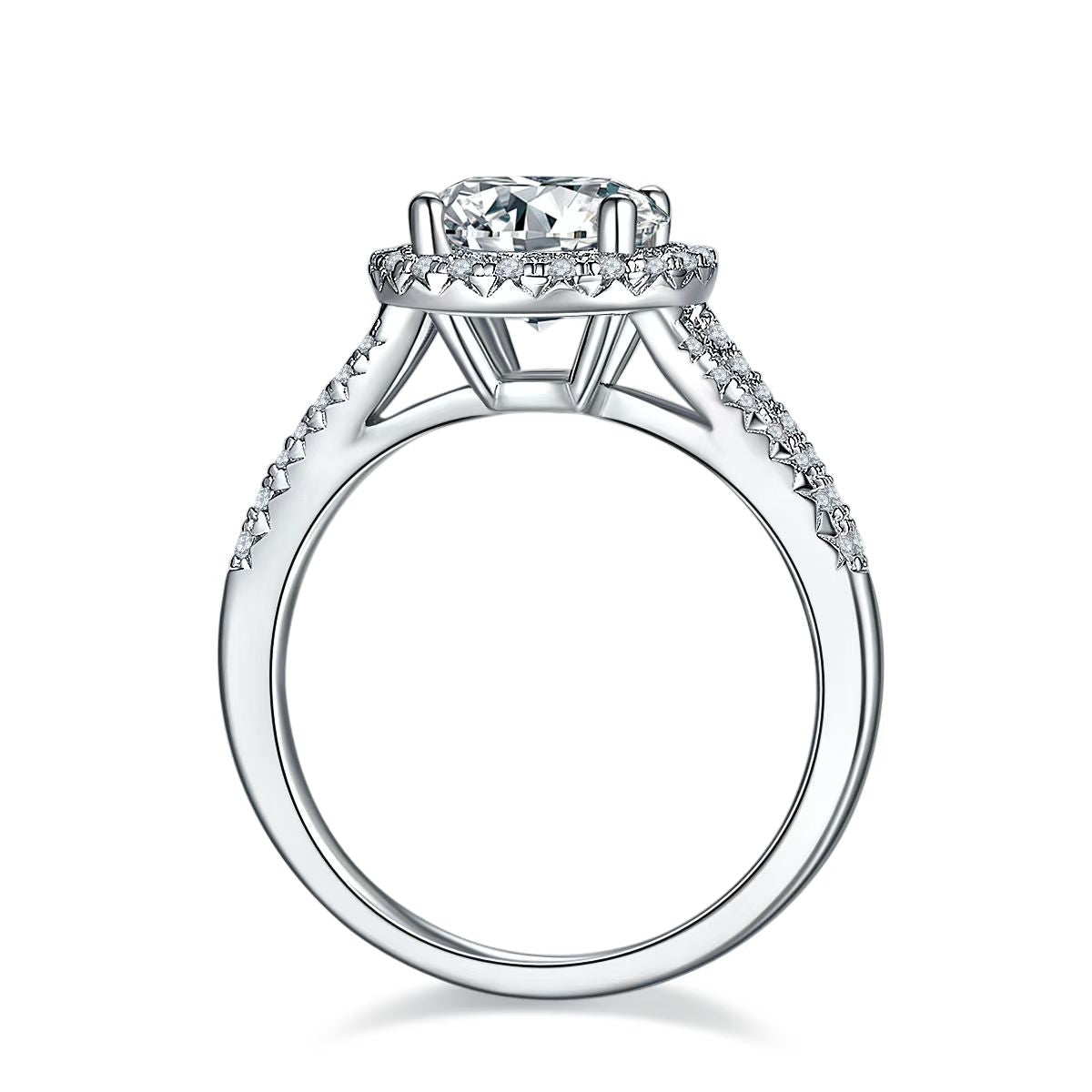 8mm 2Ct Round Mossanite Women Ring |18K White Gold-Plated S925 Silver, Custom Available