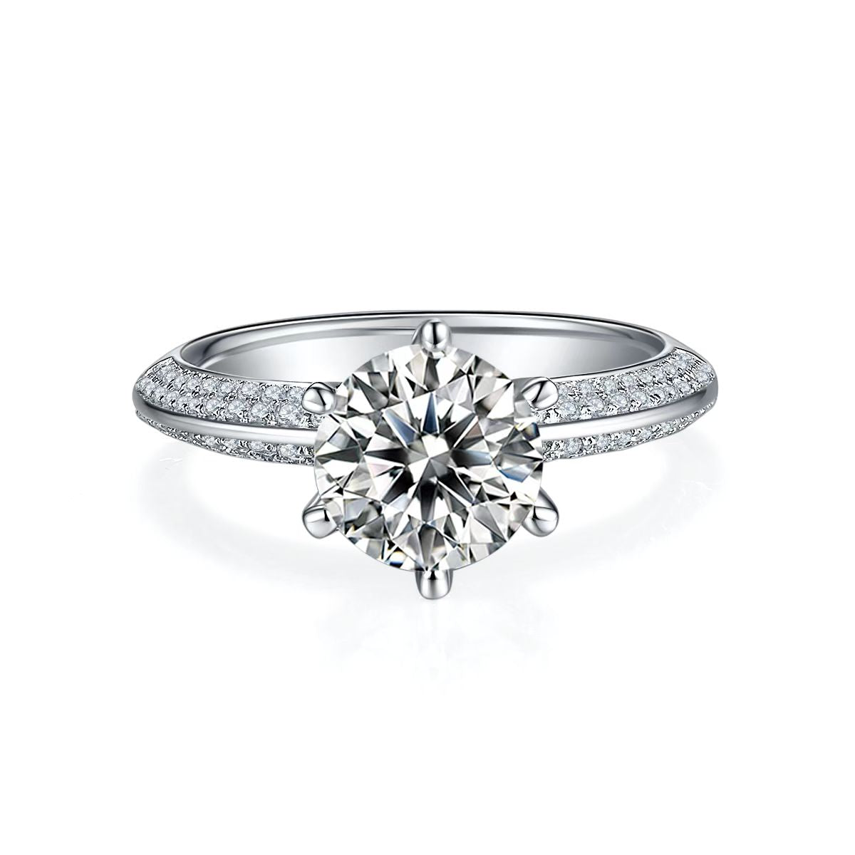 2Ct 8mm Round Mossanite Women Ring | White Gold-Plated S925 Silver, Custom Available