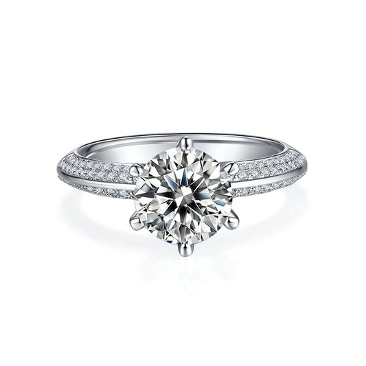 2Ct 8mm Round Mossanite Women Ring | White Gold-Plated S925 Silver, Custom Available