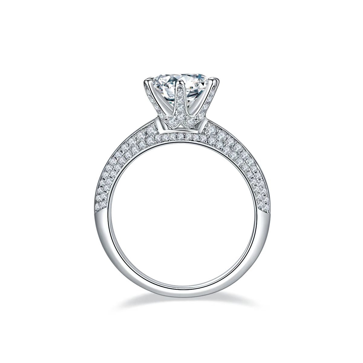 2Ct 8mm Round Mossanite Women Ring | White Gold-Plated S925 Silver, Custom Available