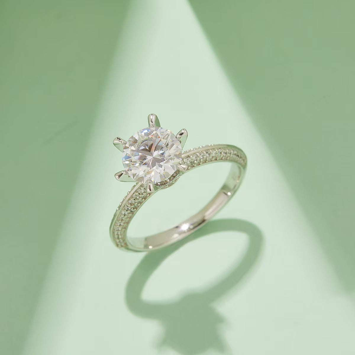 2Ct 8mm Round Mossanite Women Ring | White Gold-Plated S925 Silver, Custom Available