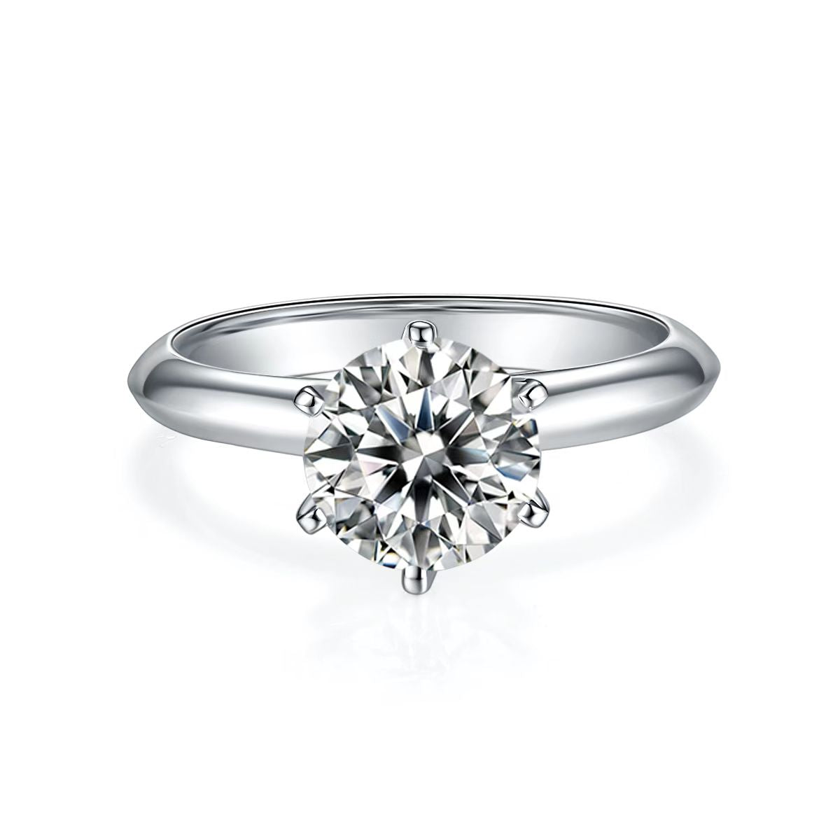 2Ct 8mm Round Mossanite Women Ring |18K White Gold-Plated S925 Silver, Custom Available