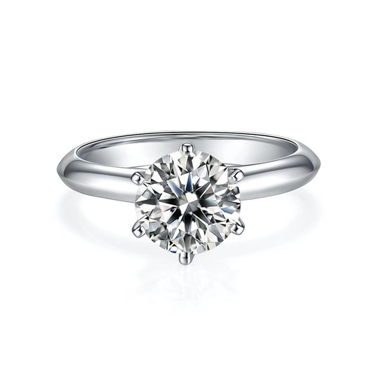 2Ct 8mm Round Mossanite Women Ring |18K White Gold-Plated S925 Silver, Custom Available