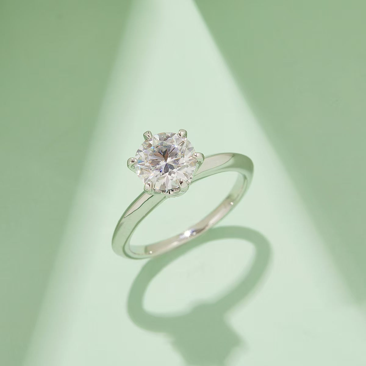 2Ct 8mm Round Mossanite Women Ring |18K White Gold-Plated S925 Silver, Custom Available