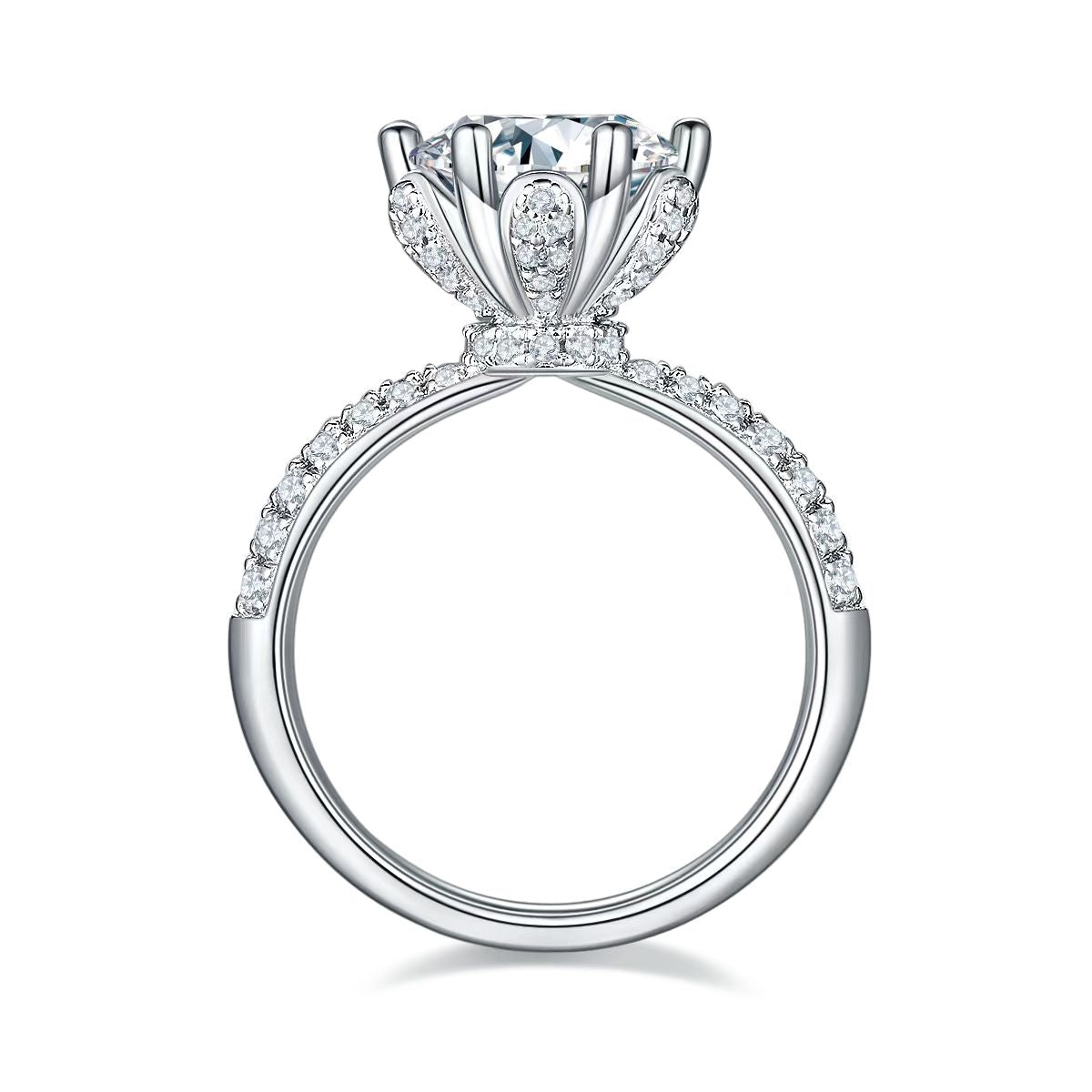 3Ct 9mm Round Mossanite Women Ring |18K White Gold-Plated S925 Silver, Custom Available