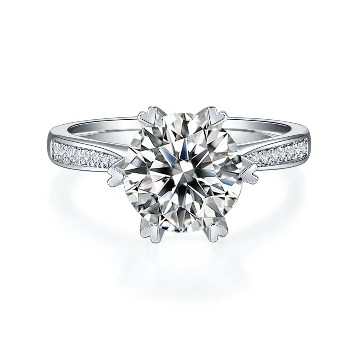 3Ct 9mm Round Mossanite Women Ring |18K White Gold-Plated S925 Silver, Custom Available