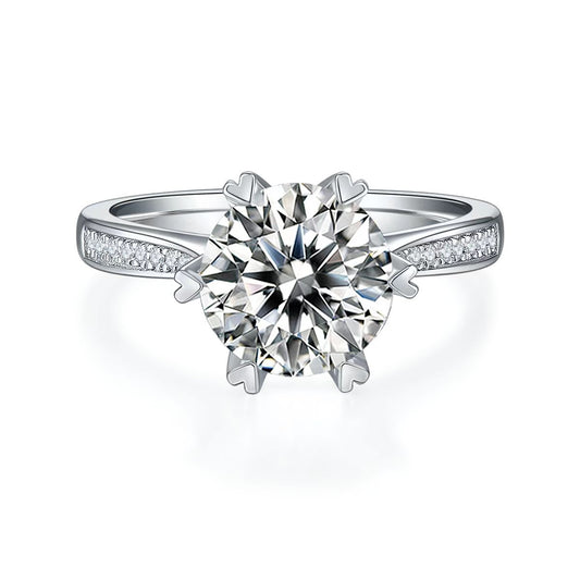 3Ct 9mm Round Mossanite Women Ring |18K White Gold-Plated S925 Silver, Custom Available
