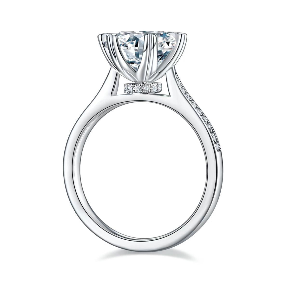 3Ct 9mm Round Mossanite Women Ring |18K White Gold-Plated S925 Silver, Custom Available