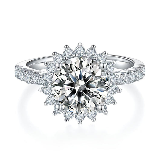 3Ct 9mm Round Mossanite Women Ring |18K White Gold-Plated S925 Silver, Custom Available