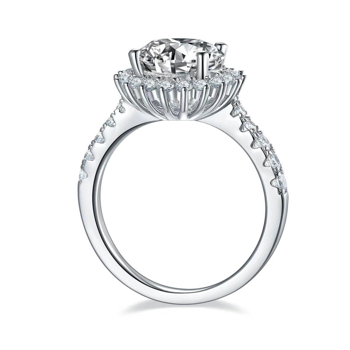 3Ct 9mm Round Mossanite Women Ring |18K White Gold-Plated S925 Silver, Custom Available