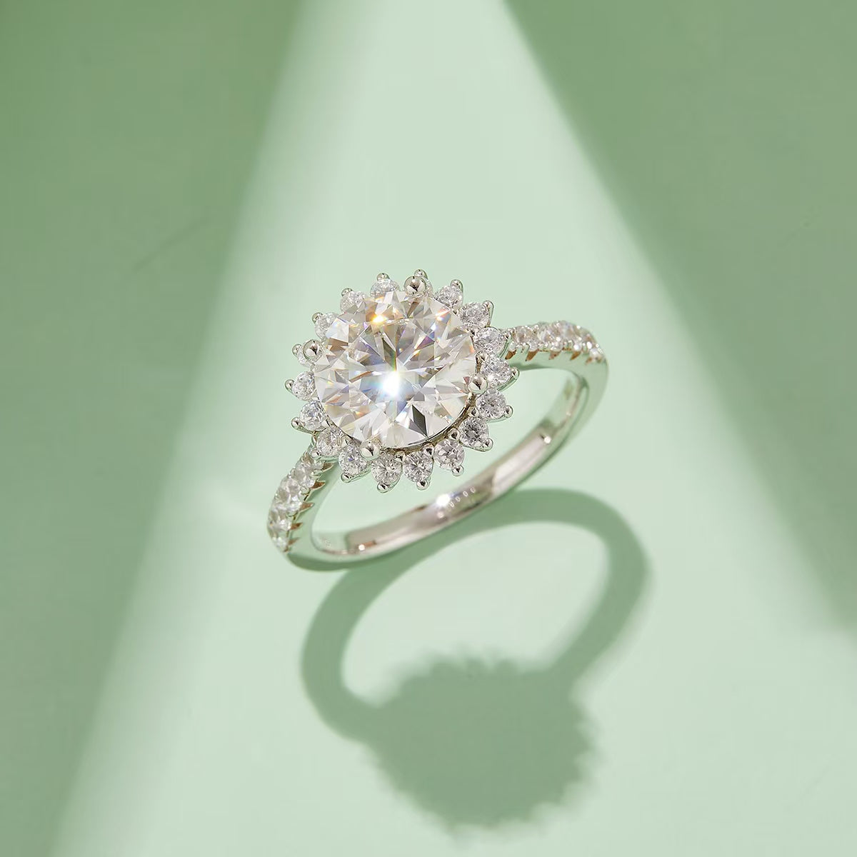 3Ct 9mm Round Mossanite Women Ring |18K White Gold-Plated S925 Silver, Custom Available
