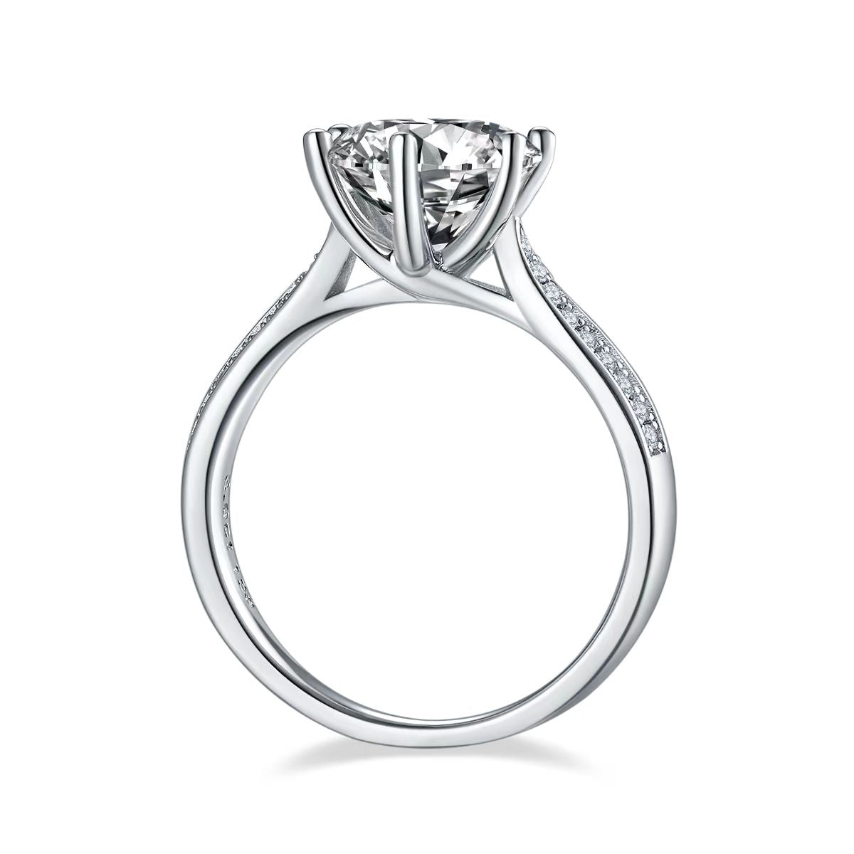 3Ct 9mm Round Mossanite Women Ring |18K White Gold-Plated S925 Silver, Custom Available