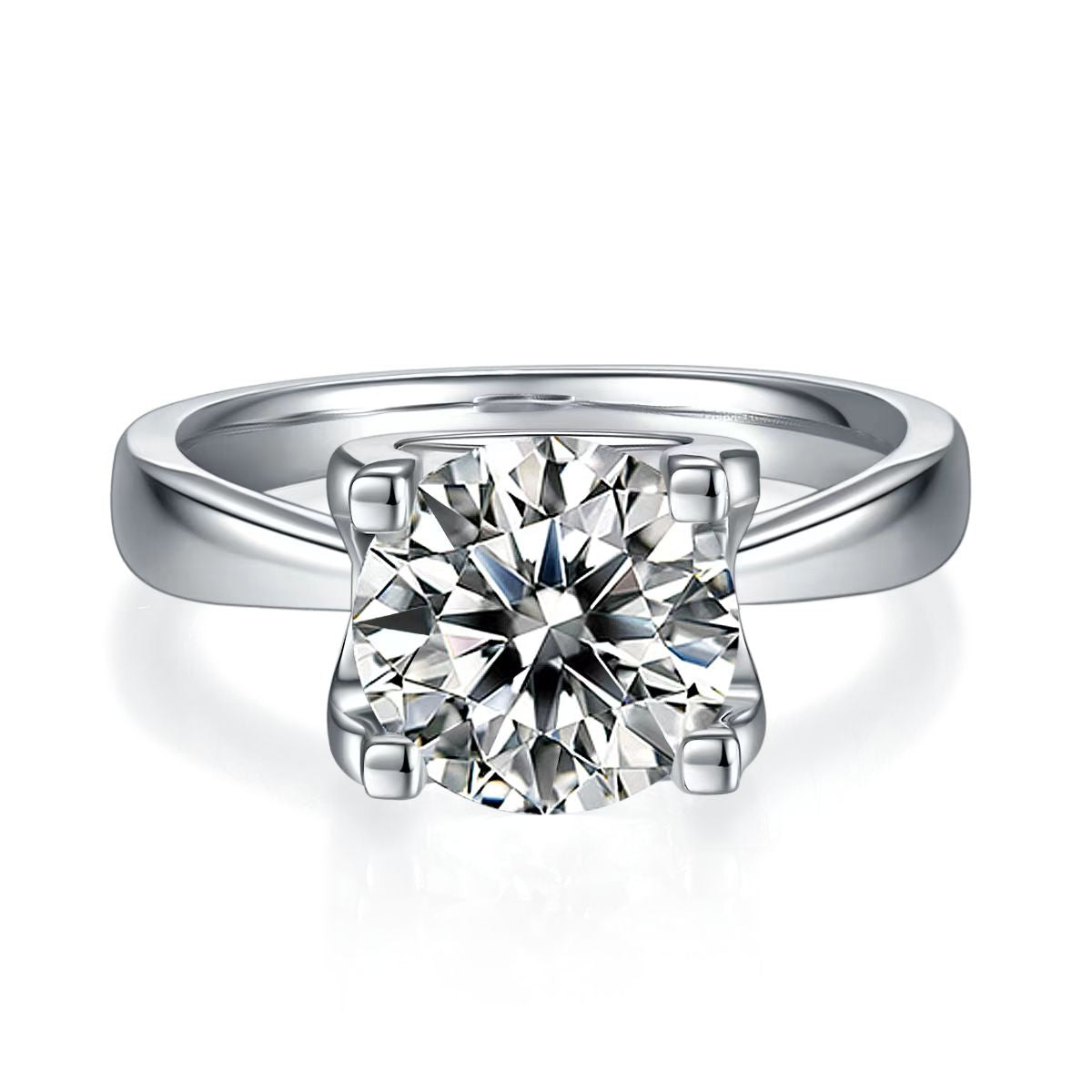 3Ct 9mm Round Mossanite Women Ring |18K White Gold-Plated S925 Silver, Custom Available