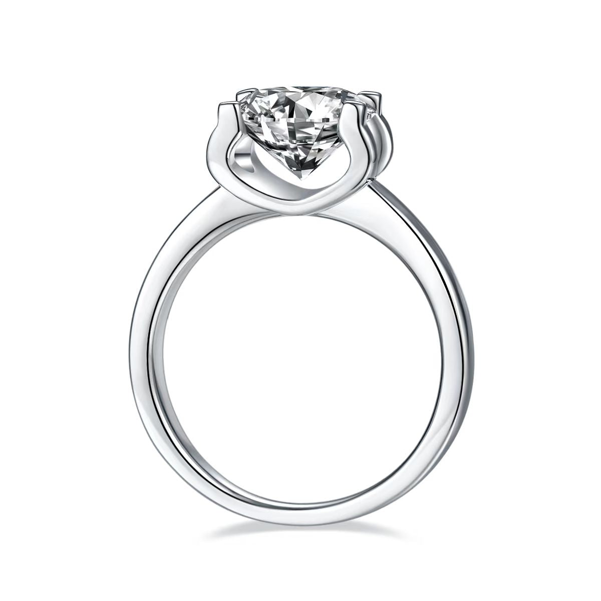 3Ct 9mm Round Mossanite Women Ring |18K White Gold-Plated S925 Silver, Custom Available