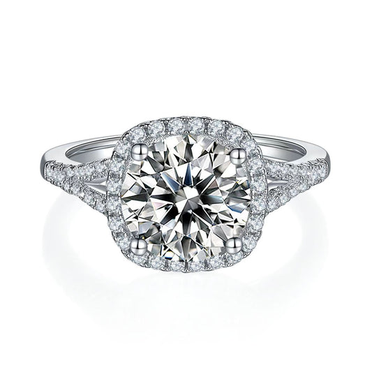 3Ct 9mm Round Mossanite Women Ring |18K White Gold-Plated S925 Silver, Custom Available