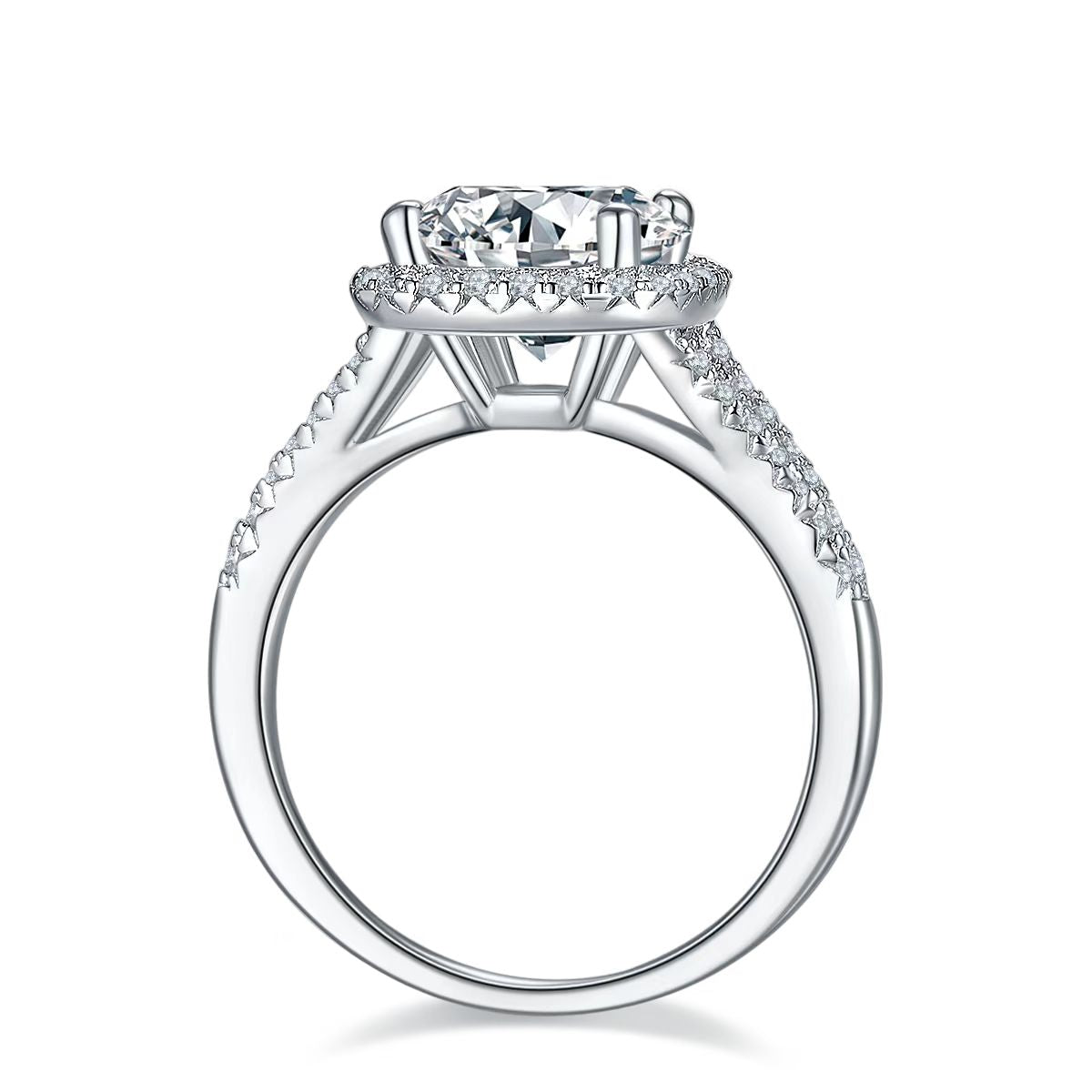 3Ct 9mm Round Mossanite Women Ring |18K White Gold-Plated S925 Silver, Custom Available