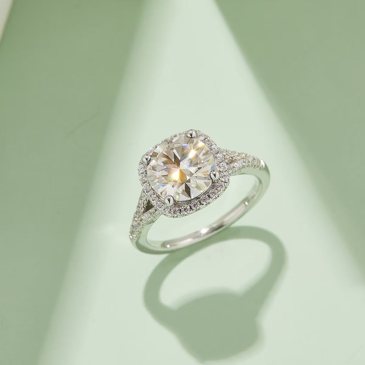 3Ct 9mm Round Mossanite Women Ring |18K White Gold-Plated S925 Silver, Custom Available