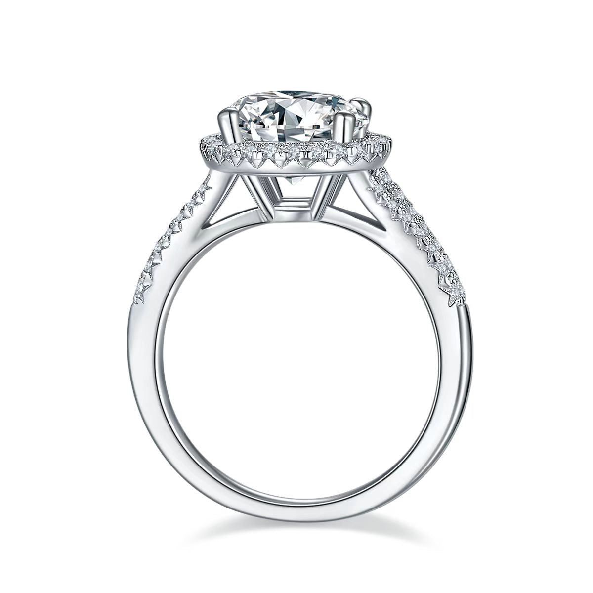 3Ct 9mm Round Mossanite Women Ring |18K White Gold-Plated S925 Silver, Custom Available