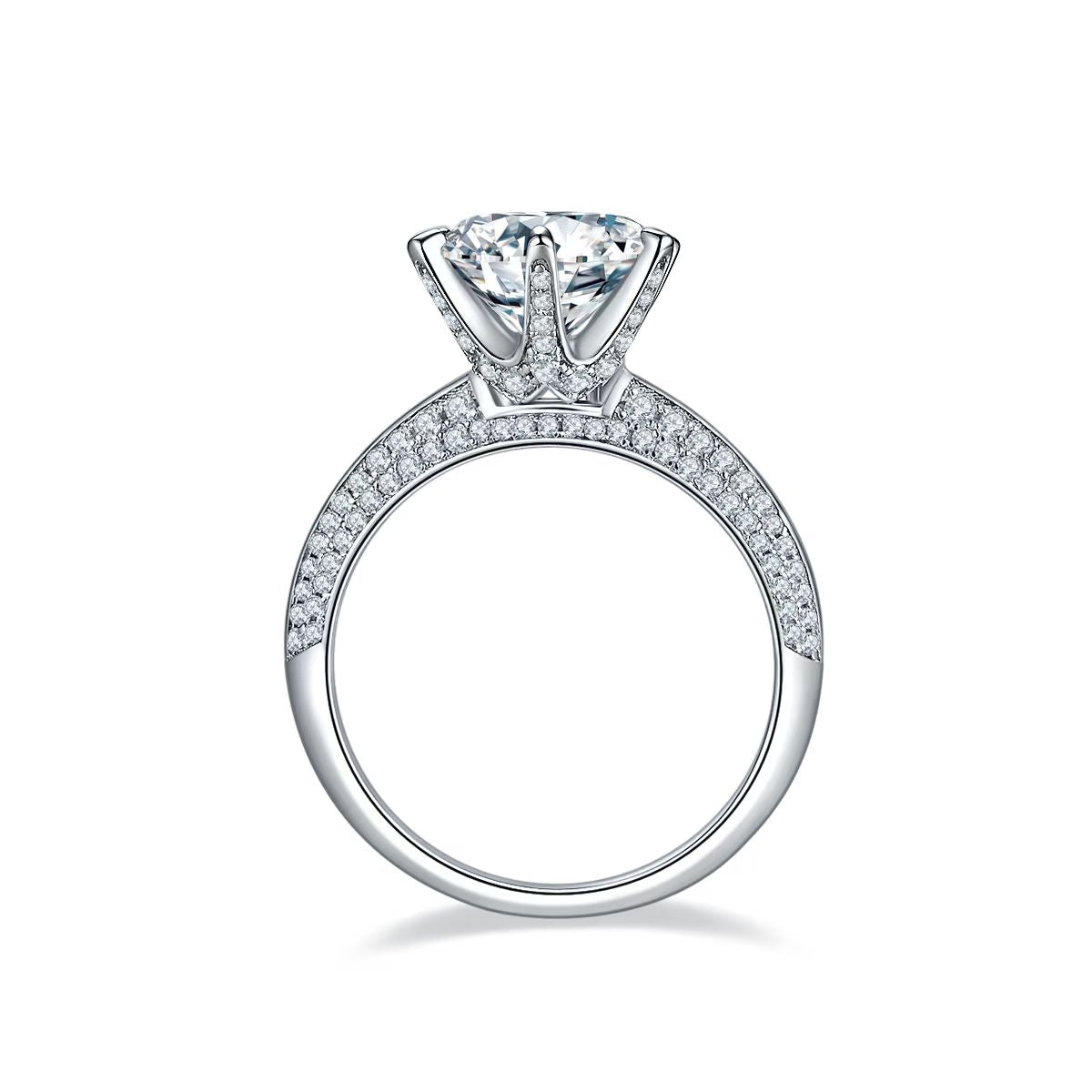 3Ct 9mm Round Mossanite Women Ring |18K White Gold-Plated S925 Silver, Custom Available