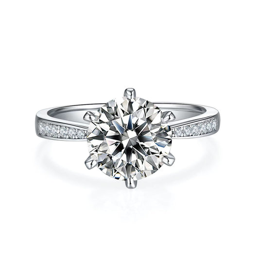 3Ct 8mm Round Mossanite Women Ring |18K White Gold-Plated S925 Silver, Custom Available