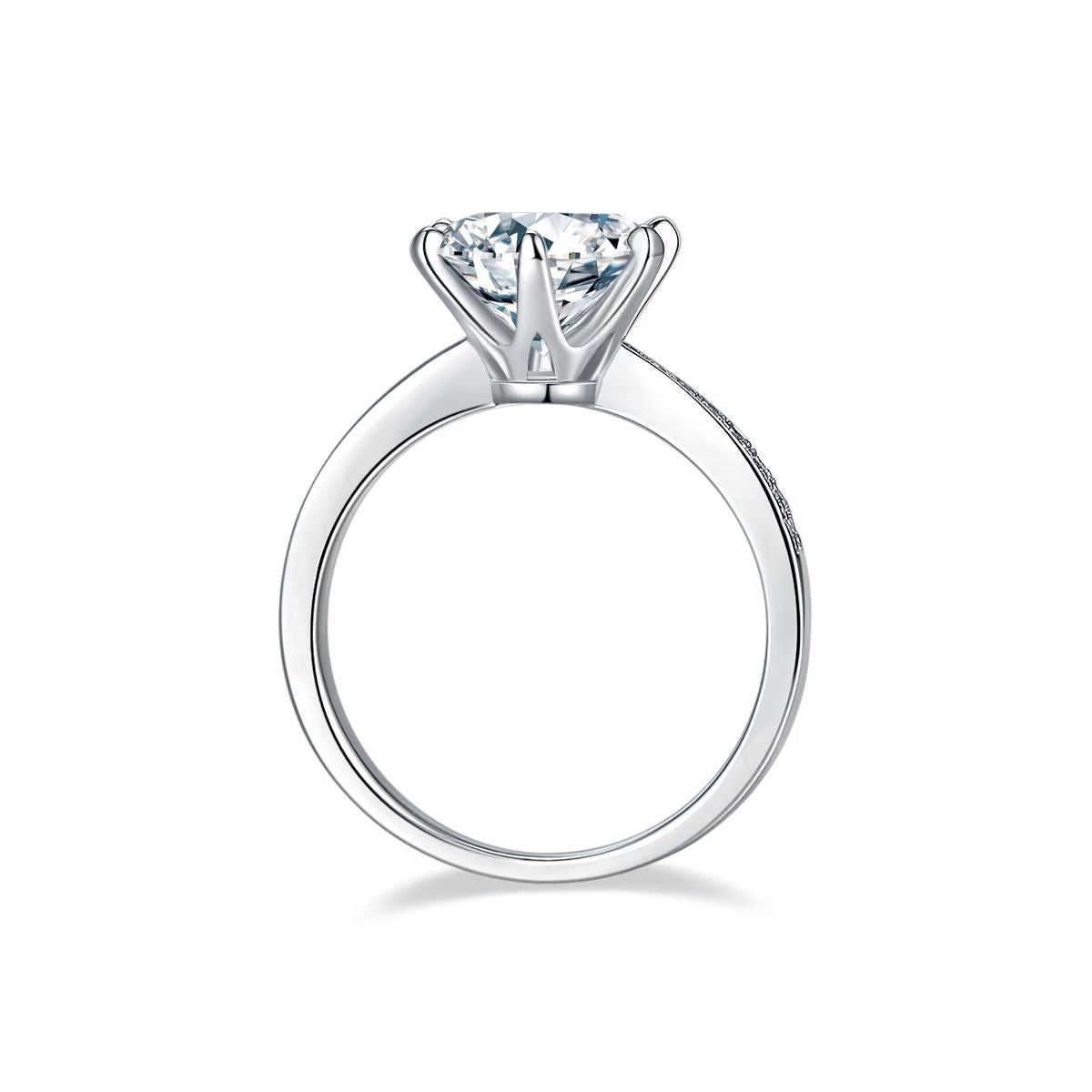 3Ct 8mm Round Mossanite Women Ring |18K White Gold-Plated S925 Silver, Custom Available