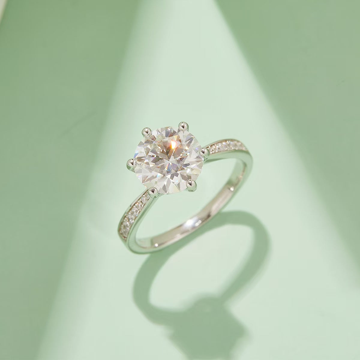 3Ct 8mm Round Mossanite Women Ring |18K White Gold-Plated S925 Silver, Custom Available