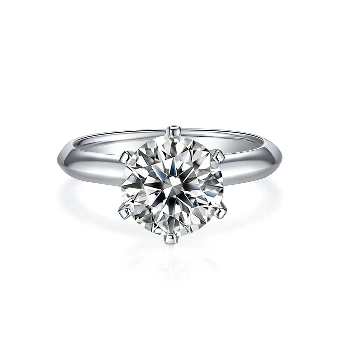 3Ct 9mm Round Mossanite Women Ring |18K White Gold-Plated S925 Silver, Custom Available