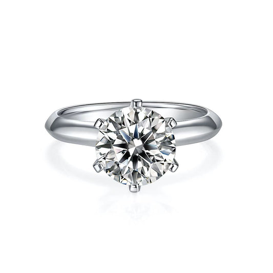 3Ct 9mm Round Mossanite Women Ring |18K White Gold-Plated S925 Silver, Custom Available