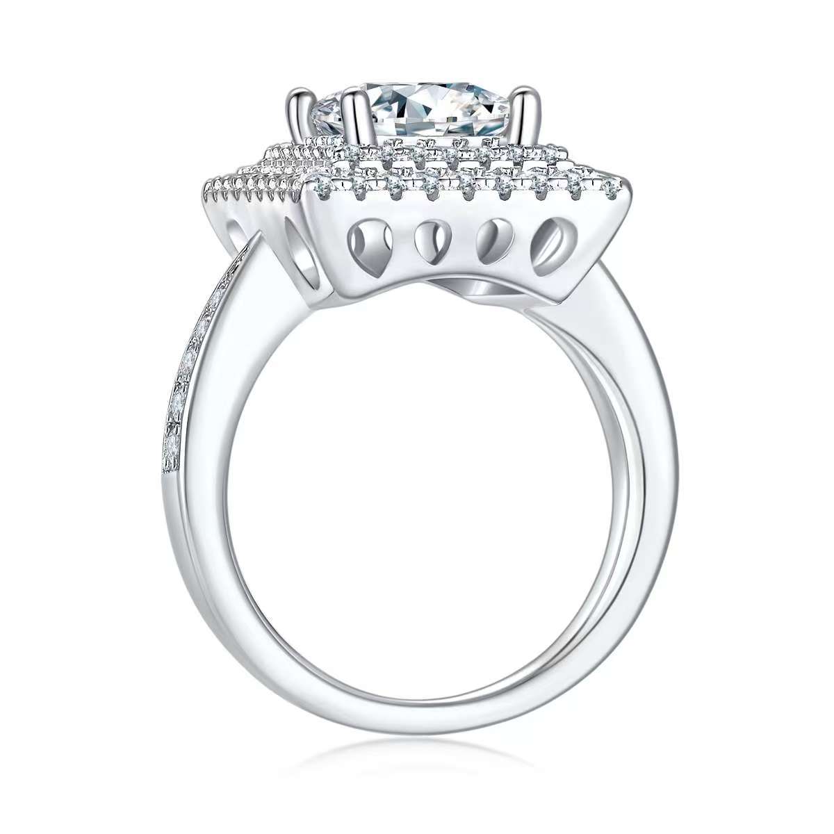 2Ct Square Mossanite Women Ring | White Gold-Plated S925 Silver, Custom Available