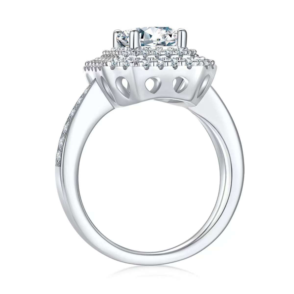 2Ct  Rectangle  Mossanite Women Ring | White Gold-Plated S925 Silver, Custom Available