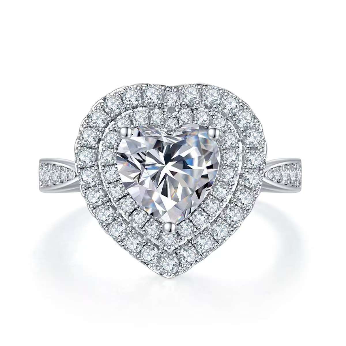 2Ct Heart Mossanite Women Ring | White Gold-Plated S925 Silver, Custom Available