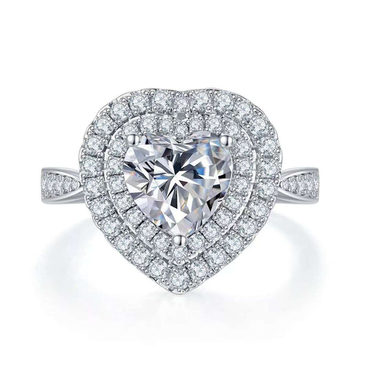 2Ct Heart Mossanite Women Ring | White Gold-Plated S925 Silver, Custom Available
