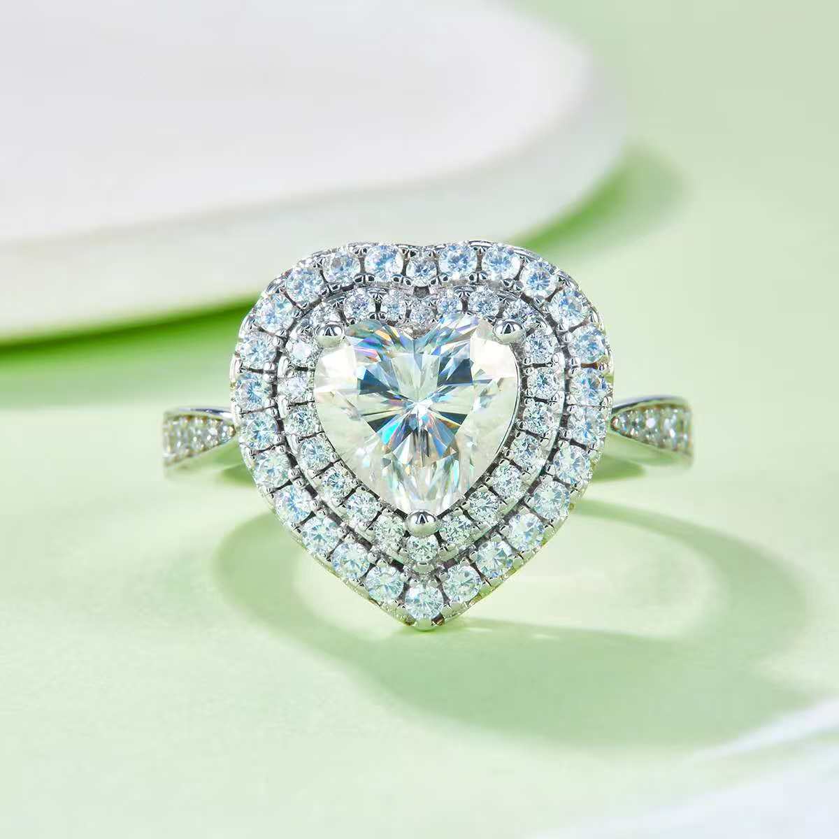 2Ct Heart Mossanite Women Ring | White Gold-Plated S925 Silver, Custom Available