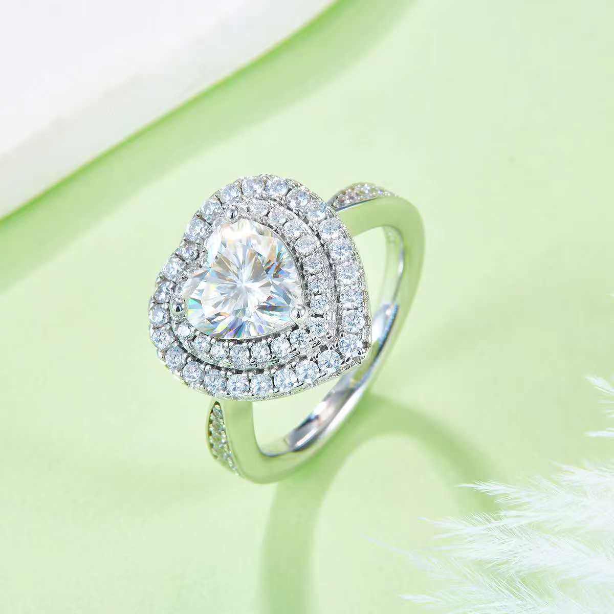 2Ct Heart Mossanite Women Ring | White Gold-Plated S925 Silver, Custom Available