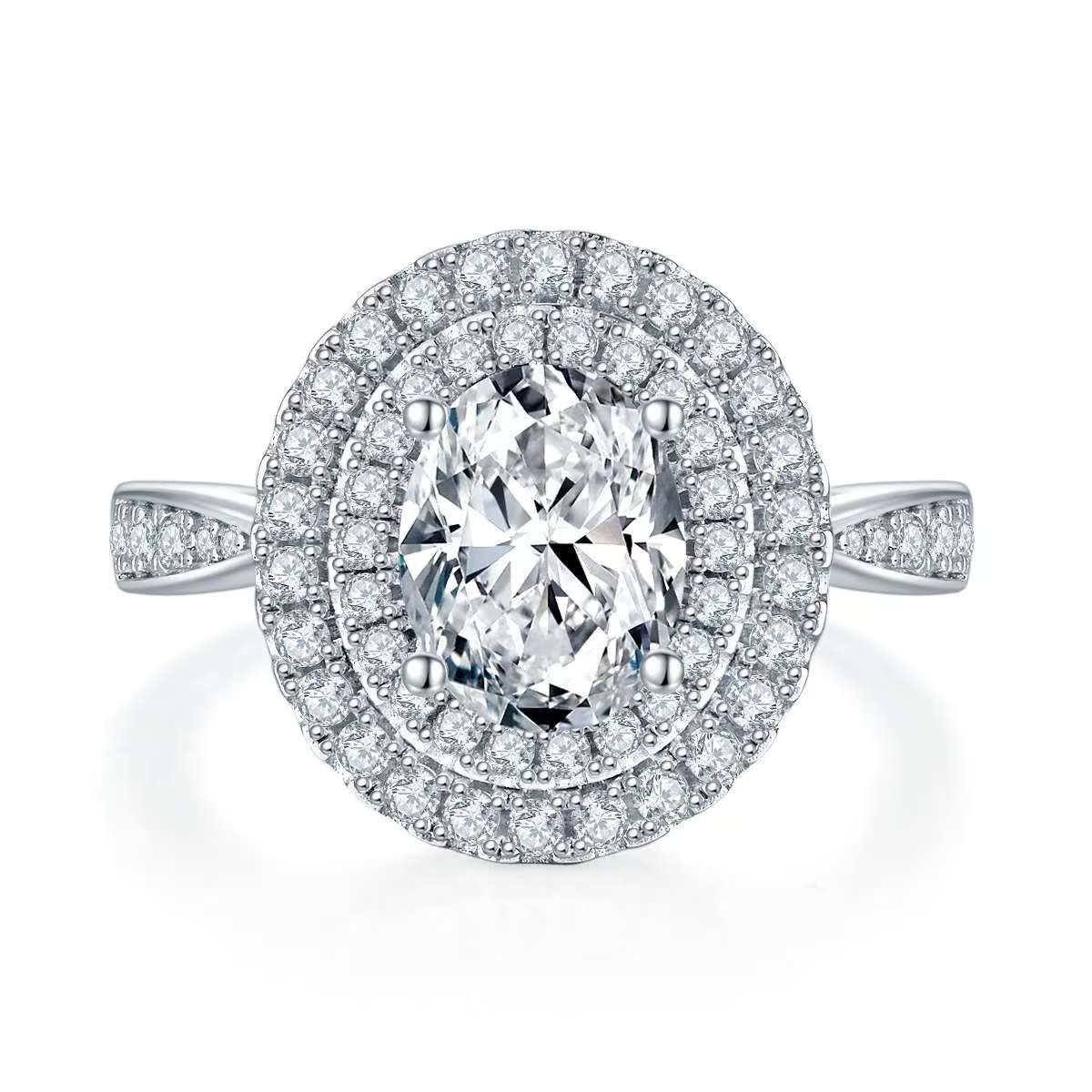 2Ct Oval Mossanite Women Ring | White Gold-Plated S925 Silver, Custom Available