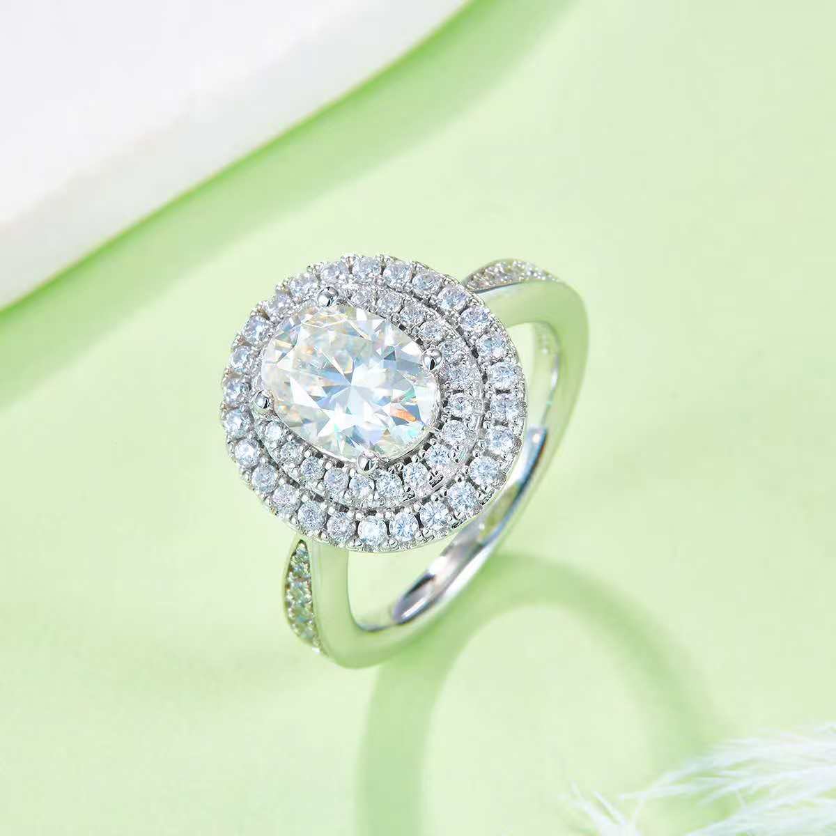 2Ct Oval Mossanite Women Ring | White Gold-Plated S925 Silver, Custom Available