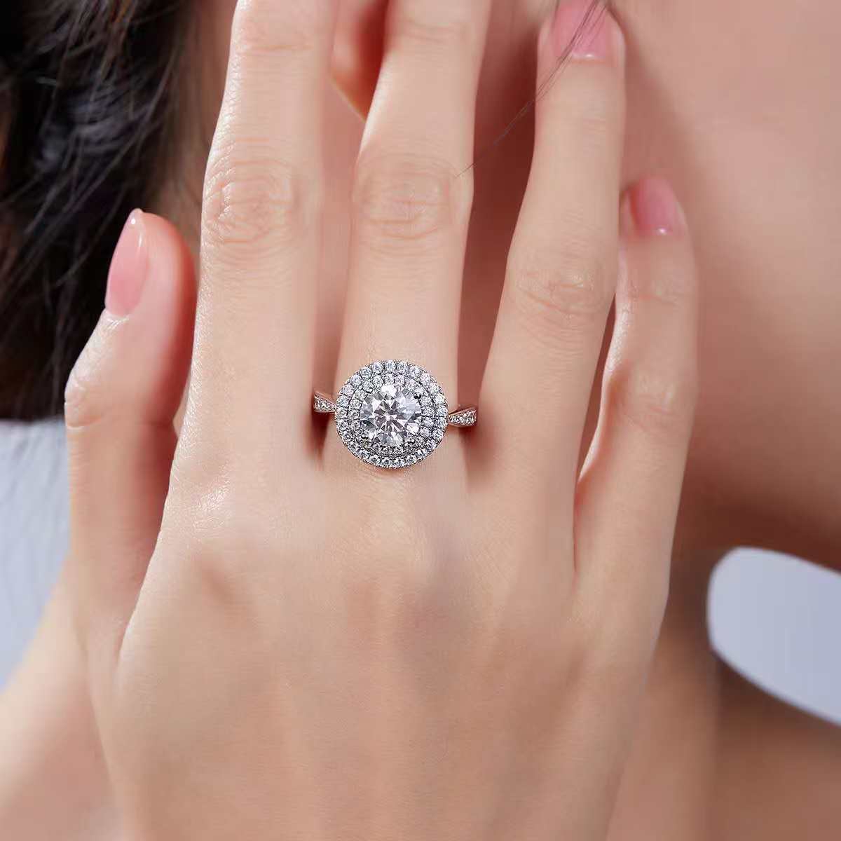 2Ct Round Mossanite Women Ring | White Gold-Plated S925 Silver, Custom Available