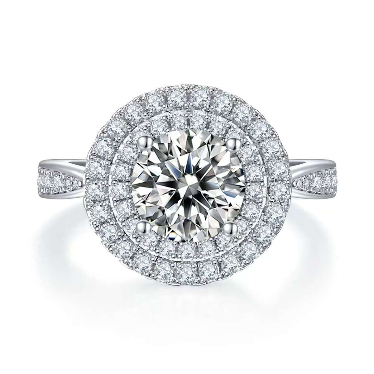 2Ct Round Mossanite Women Ring | White Gold-Plated S925 Silver, Custom Available
