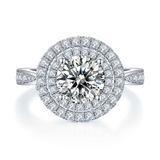 2Ct Round Mossanite Women Ring | White Gold-Plated S925 Silver, Custom Available