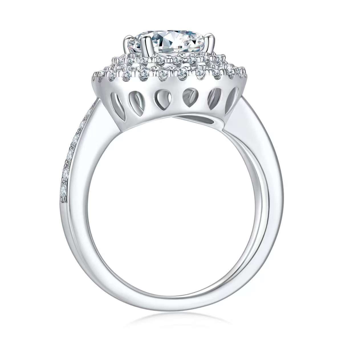 2Ct Round Mossanite Women Ring | White Gold-Plated S925 Silver, Custom Available