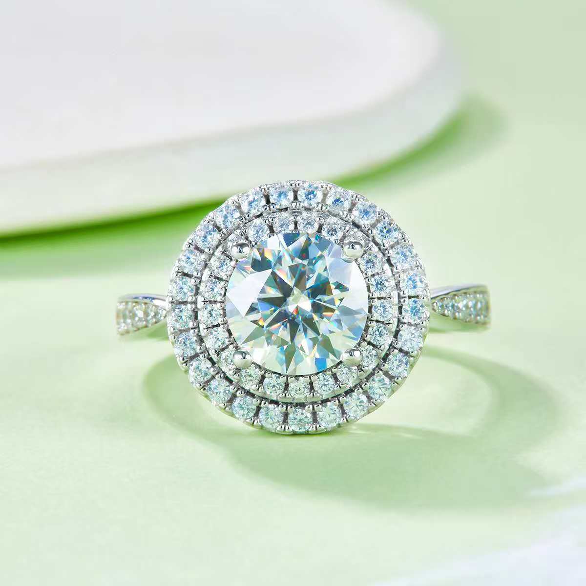 2Ct Round Mossanite Women Ring | White Gold-Plated S925 Silver, Custom Available