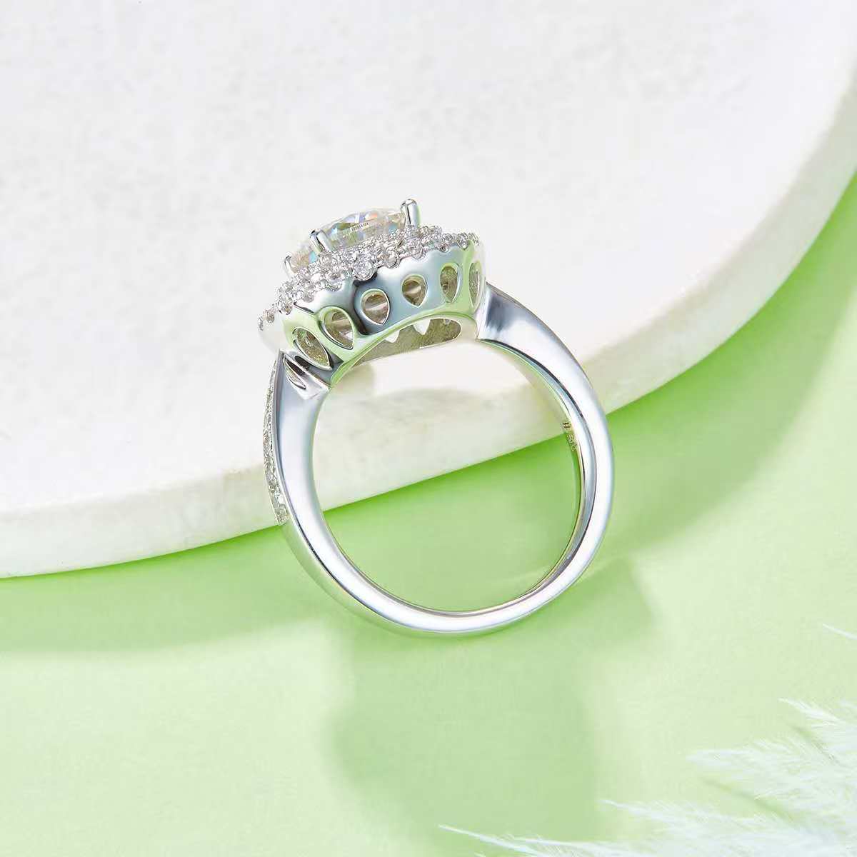 2Ct Round Mossanite Women Ring | White Gold-Plated S925 Silver, Custom Available