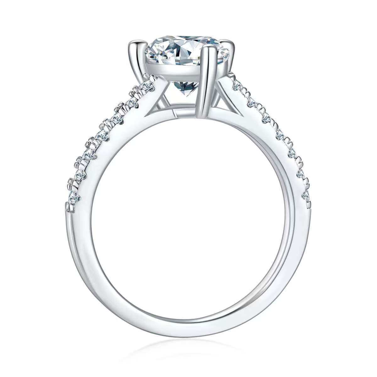 2Ct Pear Mossanite Women Ring | White Gold-Plated S925 Silver, Custom Available