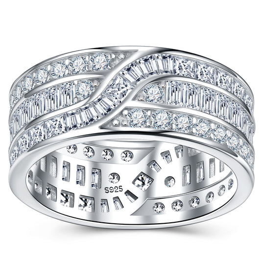 4.6ct Round Mossanite Women Ring | White Gold-Plated S925 Silver, Custom Available