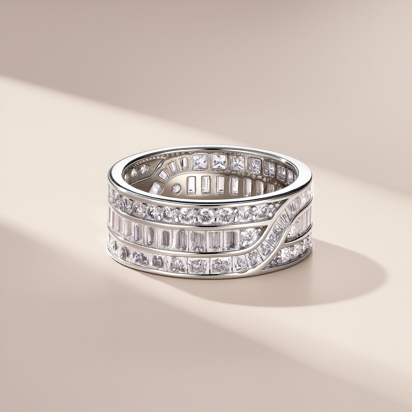 4.6ct Round Mossanite Women Ring | White Gold-Plated S925 Silver, Custom Available
