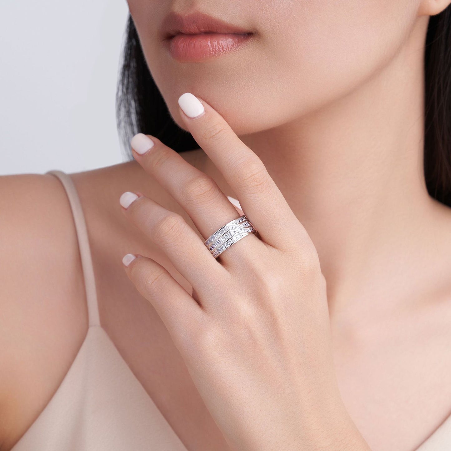 4.6ct Round Mossanite Women Ring | White Gold-Plated S925 Silver, Custom Available