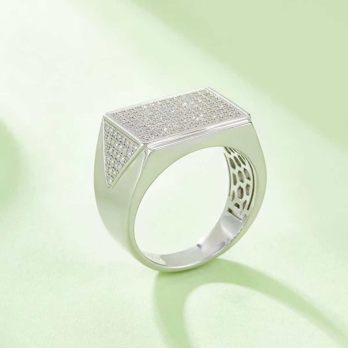 0.95Ct Round Mossanite Men Ring | White Gold-Plated S925 Silver, Custom Available
