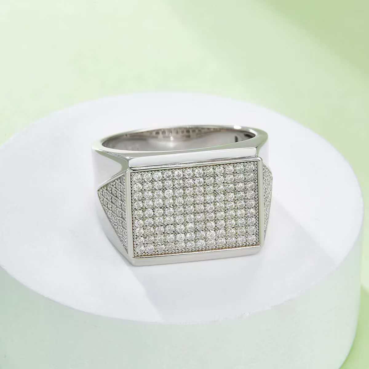 0.95Ct Round Mossanite Men Ring | White Gold-Plated S925 Silver, Custom Available